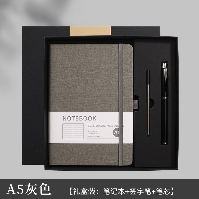 Journal Leather Hardcover - Zestaw prezentowy: notes A5, długopis i