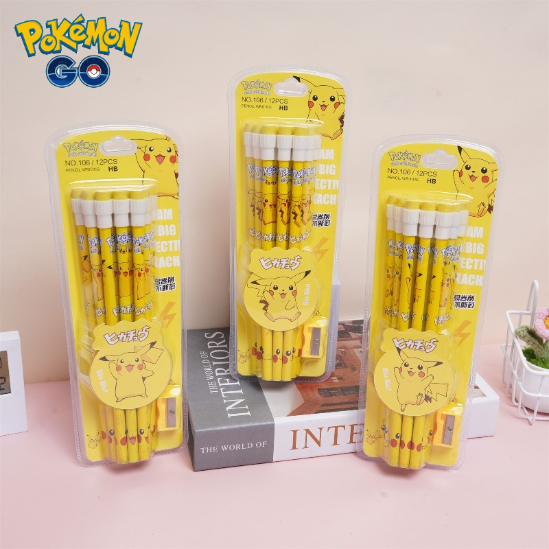 12 szt. ołówków Pokemon z gumk – Office Supply Office Stationery Items recenzja i cena