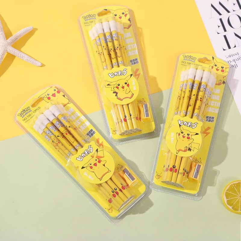 12 szt. ołówków Pokemon z gumk – Office Supply Office Stationery Items recenzja i cena