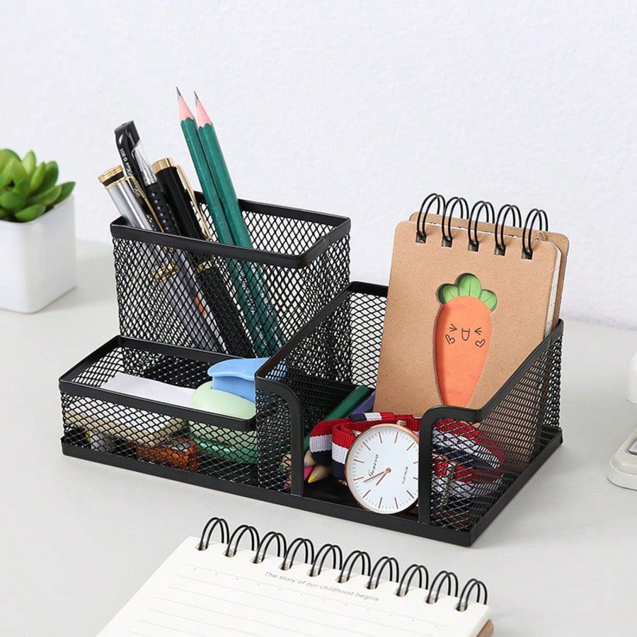 Czarny, metalowy, siatkowy org – Office Supply Office Stationery Items recenzja i cena
